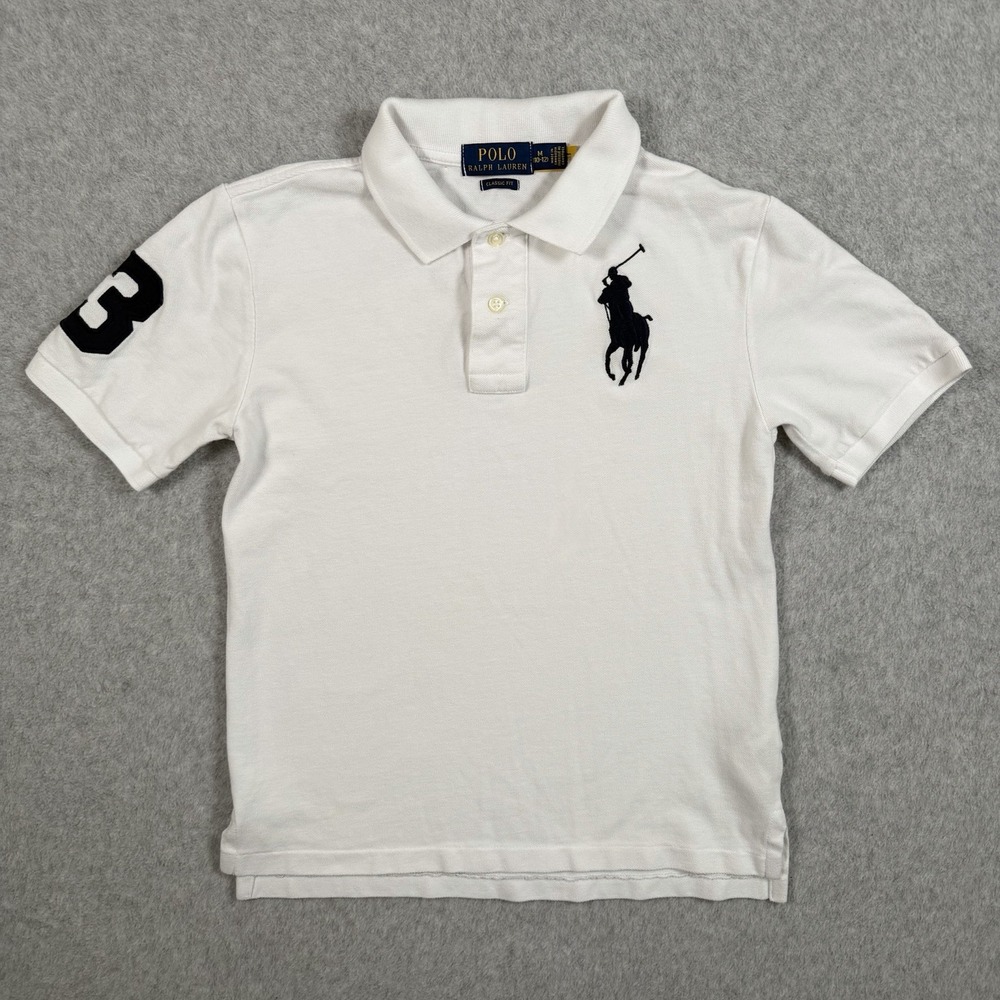 Polo Ralph Lauren Youth Medium (10-12) Polo Shirt White Big Pony #3 Short Sleeve